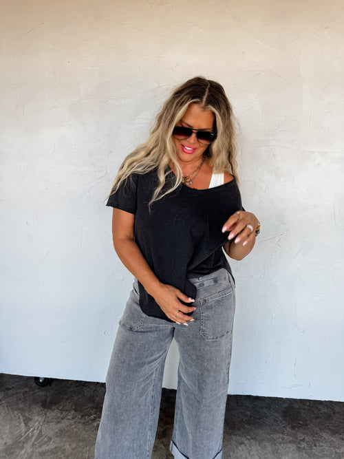 PREORDER- JOEY VNECK WASHED COTTON BOYFRIEND TEE