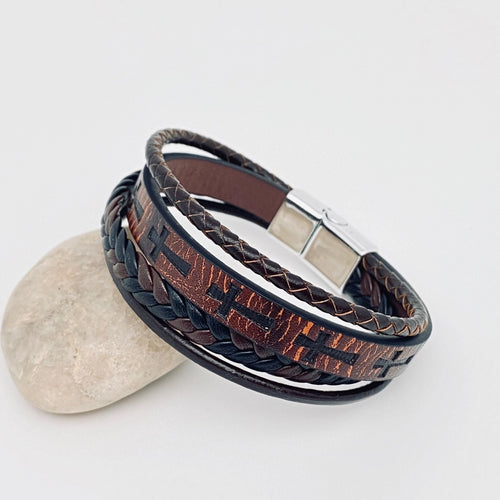 Faith & Strength Braided Cross Leather Bracelet