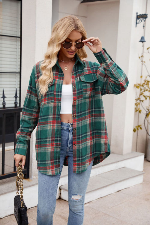 Classic Plaid Button Up Long Sleeve Shirt - 7 Colors, Sizes Small to 2XL