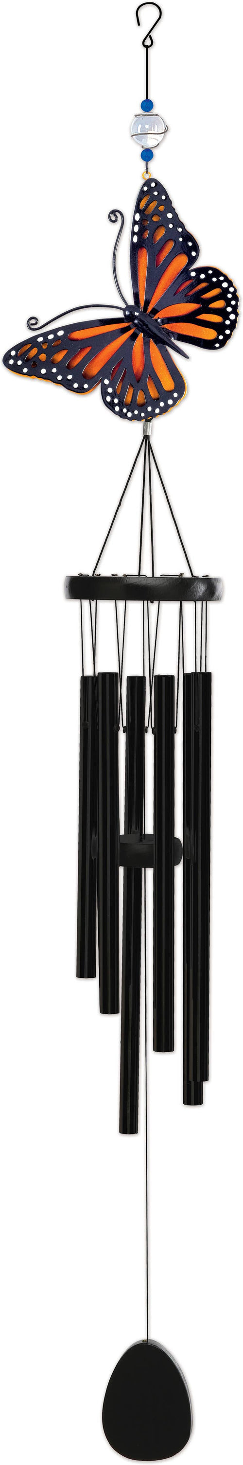 45" Orange Butterfly Wind Chime Garden Decor