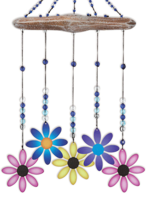 Whimsical floral hanging decor for porch, patio, or garden display.