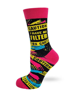 Caution: I Have No Filter" Crew Socks | Sassy Sanctuary Style