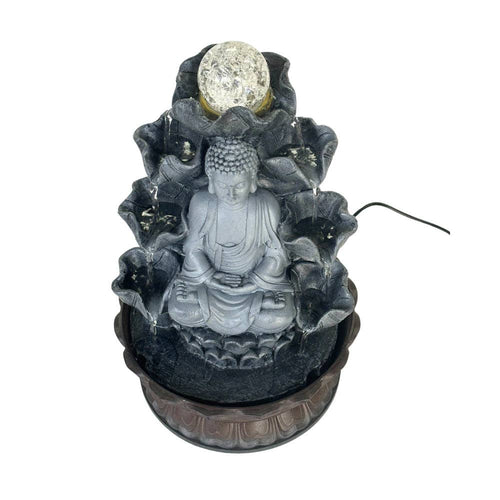 Buddha Serenity Tabletop Water Fountain with Lighted Crystal Orb