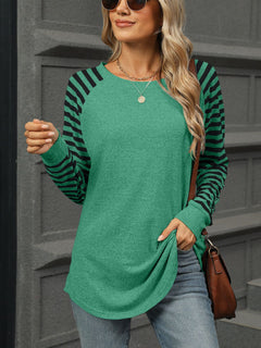 Striped Round Neck Long Sleeve T-Shirt – Classic Comfort in 6 Stunning Colors