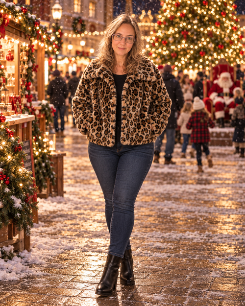 Astoria Vegan Fur Snap-Front Cropped Jacket | 4 Colors