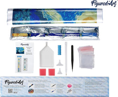 FiguredArt diamond painting kit with all components displayed