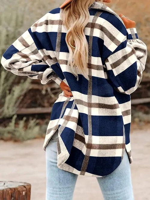 Plaid Button Flannel Shirt Jacket – Black & Gray or Navy