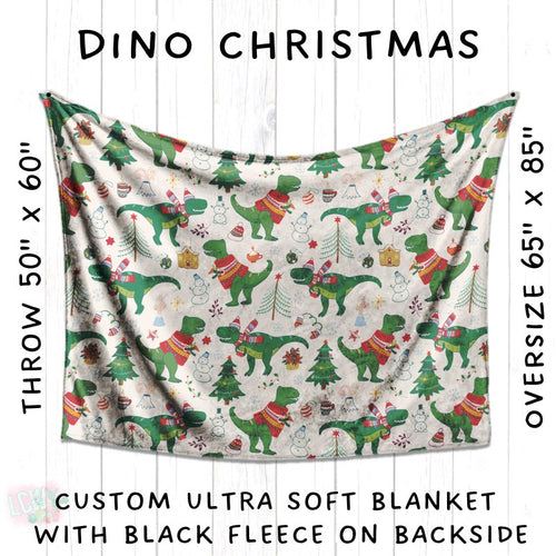 Batch #216 - Cozy Christmas Blankets Presale - Closes 10/14 - ETA Early Dec - Dino Christmas