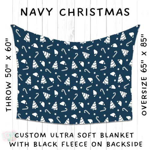 Batch #216 - Cozy Christmas Blankets Presale - Closes 10/14 - ETA Early Dec - Navy Christmas