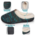 Women’s Lined Sweater Memory Foam Slippers — Blue or Wine