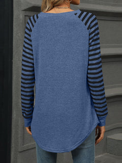 Striped Round Neck Long Sleeve T-Shirt – Classic Comfort in 6 Stunning Colors