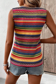 Contrast Round Neck Tank - Available in Yellow, Lavender, and Pink/Purple, Sizes Small to XL