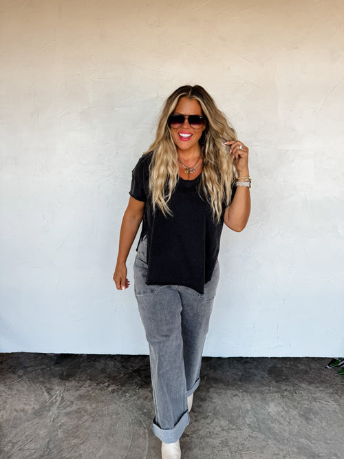 PREORDER- JOEY VNECK WASHED COTTON BOYFRIEND TEE