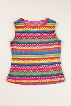 Contrast Round Neck Tank - Available in Yellow, Lavender, and Pink/Purple, Sizes Small to XL