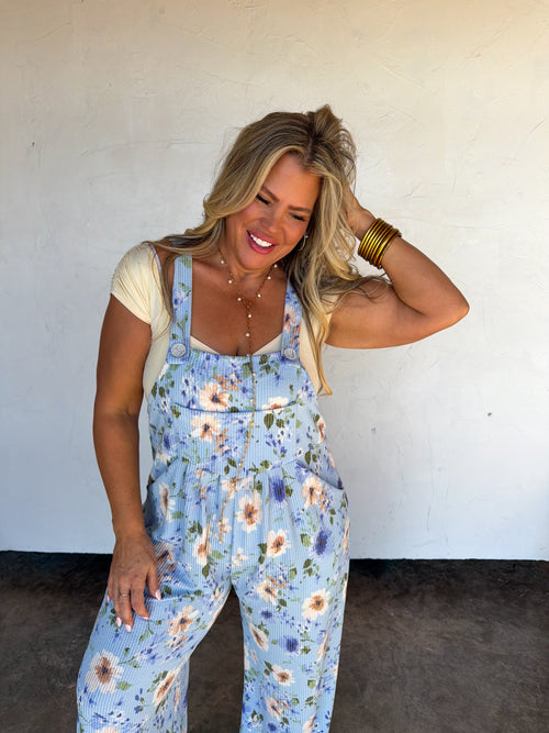 PREORDER- SPRING FLORAL KARLI BOHO OVERALLS