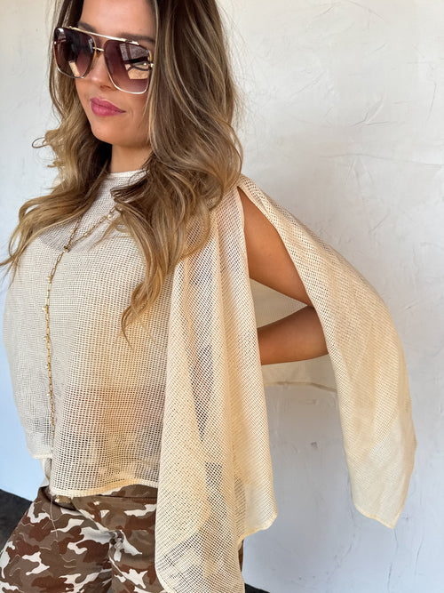 Blakeley Cotton Mesh Poncho Top