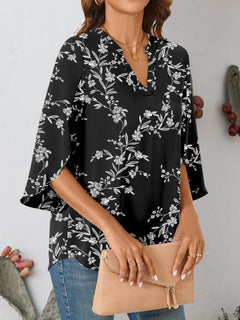 Notched Slit Half Sleeve Blouse | Variety Of Colors | Sizes S to 2XL