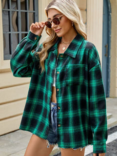 Plaid Collared Neck Long Sleeve Shirt | Fall Fashion Must-Have | Sizes Small through 2XL | 8 Fun Colors