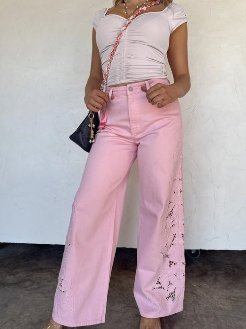 🚨 PREORDER: Blakeley Summer Floral Charm Wide Leg Jean