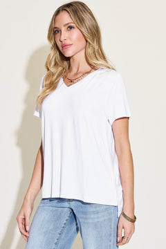 Basic Bae Full Size V-Neck High-Low T-Shirt - Ultimate Comfort & Style