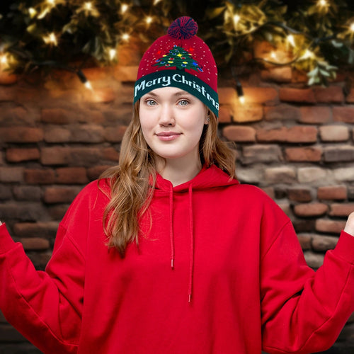 Holiday LED Pom Pom Beanie – Light Up the Season in Comfort and Cheer