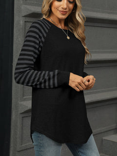 Striped Round Neck Long Sleeve T-Shirt – Classic Comfort in 6 Stunning Colors