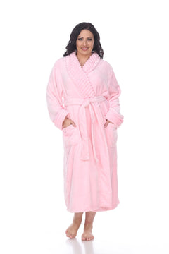 Super Soft Plus Size Lounge Robe | Cozy Long Robe for Women | Plush & Warm | S-3XL | White, Pink, Burgundy, Purple & Cheetah