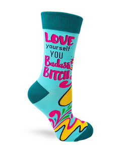 Love Yourself You Badass Bitch Crew Socks