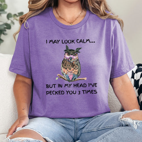 I May Look Calm – Owl Graphic Tee