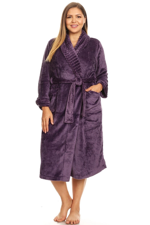 Super Soft Plus Size Lounge Robe | Cozy Long Robe for Women | Plush & Warm | S-3XL | White, Pink, Burgundy, Purple & Cheetah