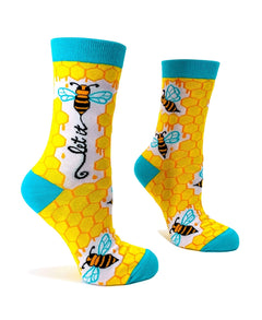 Let It Bee Honeycomb Crew Socks