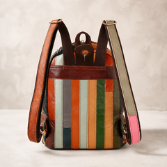 Color Story Genuine Leather Woven Backpack