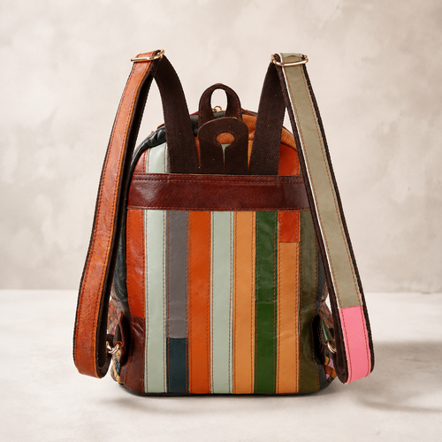 Color Story Genuine Leather Woven Backpack
