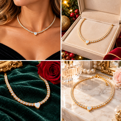 Queen of Hearts Tennis Necklace | Gold-Plated & Lab-Created Opal