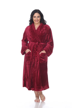 Super Soft Plus Size Lounge Robe | Cozy Long Robe for Women | Plush & Warm | S-3XL | White, Pink, Burgundy, Purple & Cheetah