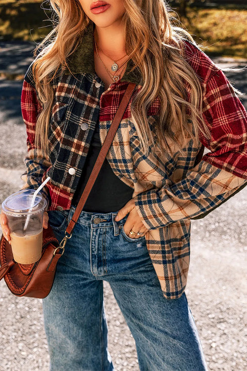 Cozy Fall Plaid Button-Up Shirt Jacket