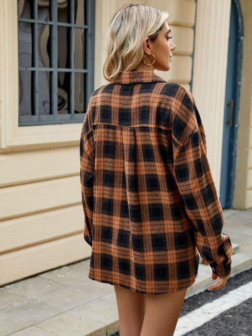 Plaid Collared Neck Long Sleeve Shirt | Fall Fashion Must-Have | Sizes Small through 2XL | 8 Fun Colors