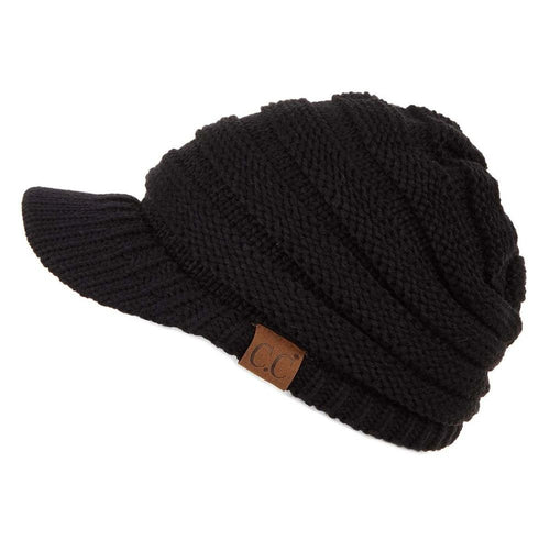 C.C Ribbed Knit Hat With Brim