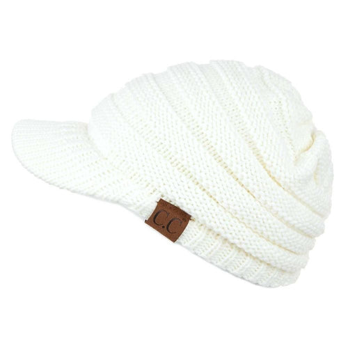 C.C Ribbed Knit Hat With Brim