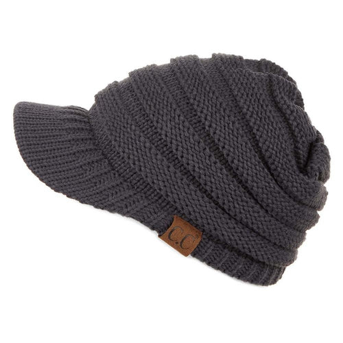 C.C Ribbed Knit Hat With Brim