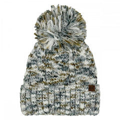 C.C Multi Color Cable Pom Beanie – Ivory, Grey, Mustard, Pink, Hot Pink