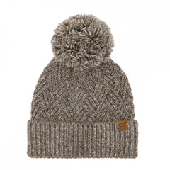 C.C Criss-Cross Pattern Yarn Pom Beanie – Oatmeal, Pink, Lavender, Denim, Olive, Brown, Charcoal