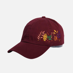 Side Embroidered Fall Leaves Baseball Cap