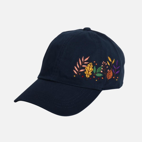 Side Embroidered Fall Leaves Baseball Cap
