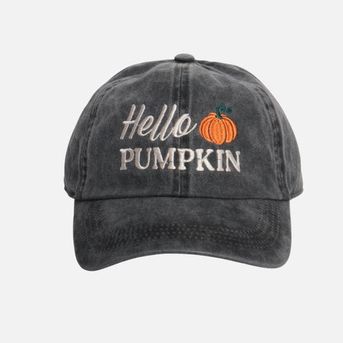 Hello Pumpkin Embroidered Baseball Cap