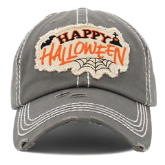 Vintage Distressed Happy Halloween Patch Baseball Cap