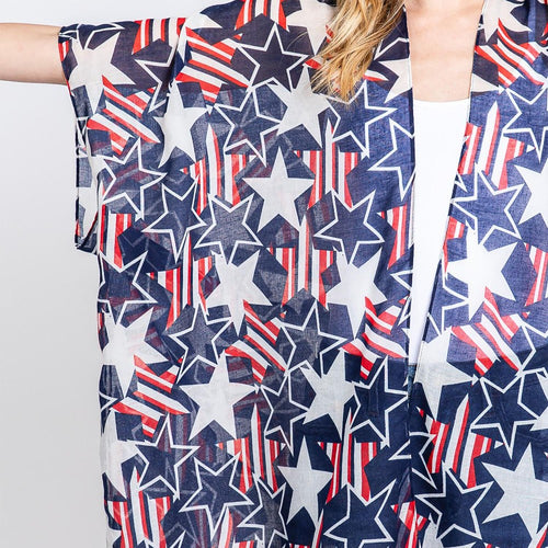 Lightweight American Flag Printed Kimono - 6 Styles Available, Limited Quantities!