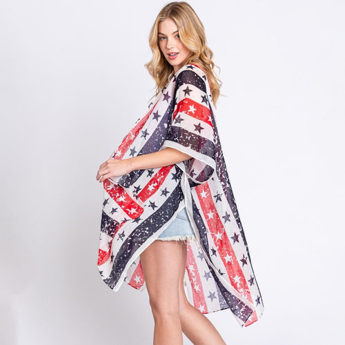 Lightweight American Flag Printed Kimono - 6 Styles Available, Limited Quantities!