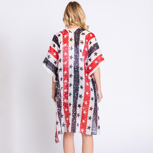 Lightweight American Flag Printed Kimono - 6 Styles Available, Limited Quantities!