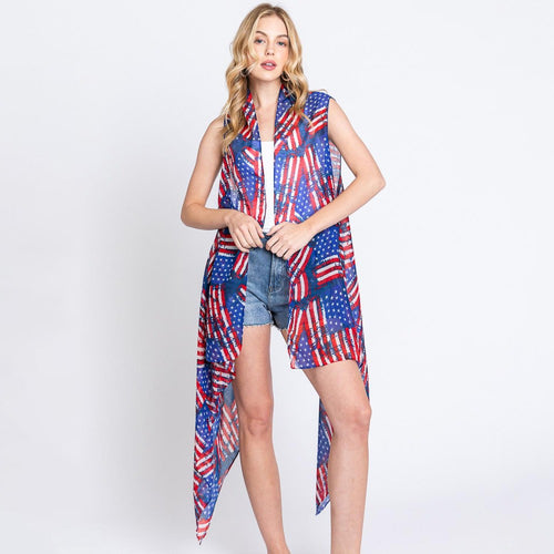 Lightweight American Flag Printed Kimono - 6 Styles Available, Limited Quantities!